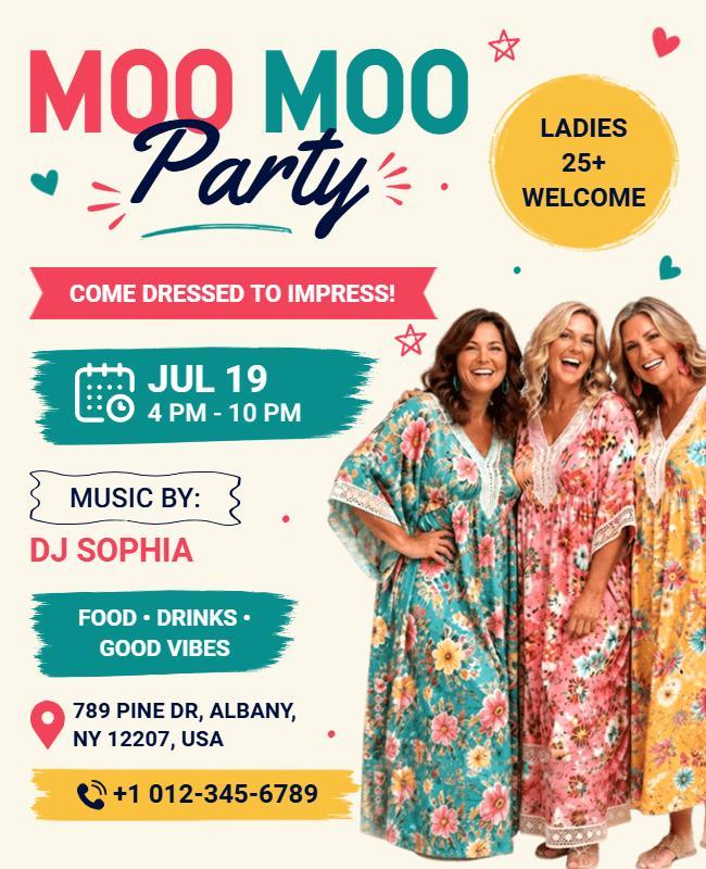 Ladies Moo Moo Party Event Flyer Template