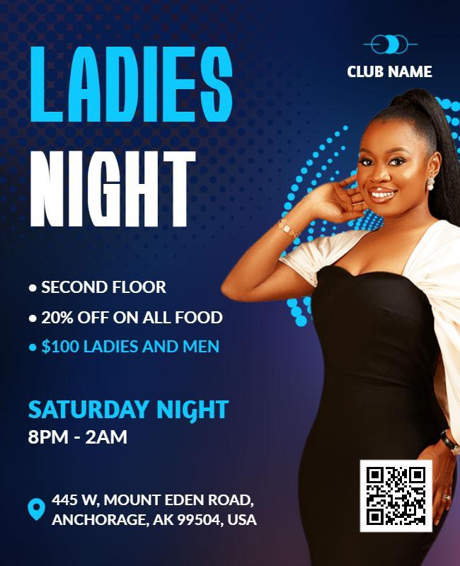 Dynamic Blue Ladies Night Party Club Flyer Template