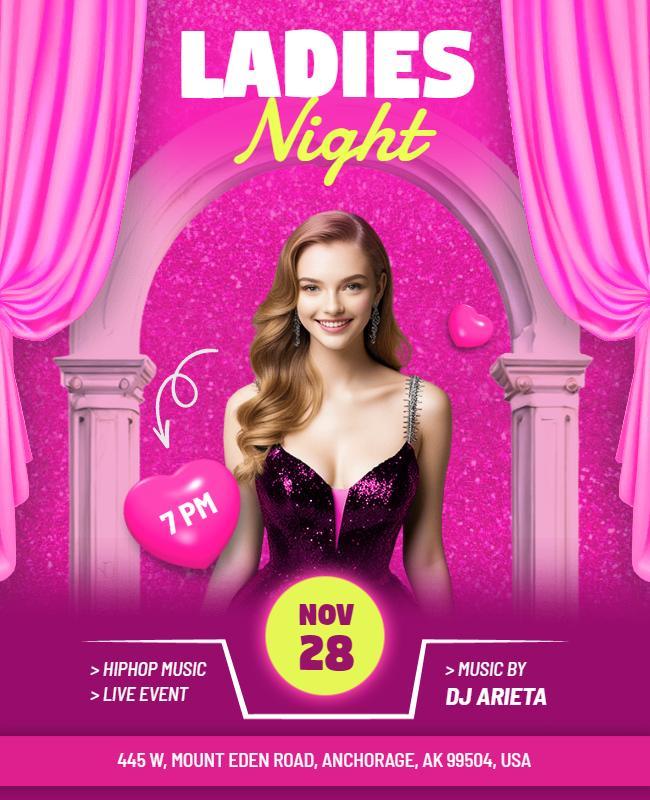 Ladies Night Event with Dj Music Flyer Template