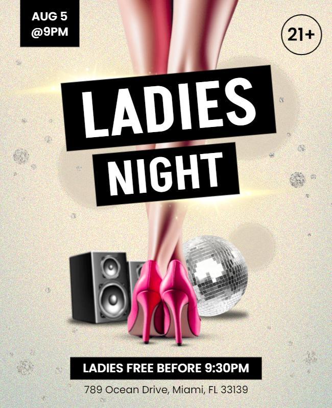 Vibrant Pink Glamorous Ladies Night Party Flyer Template