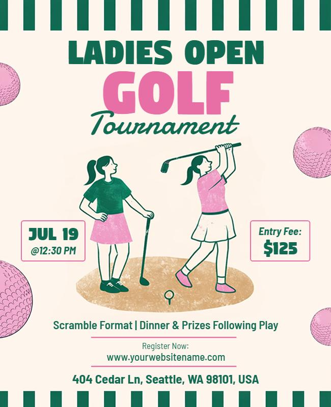 Ladies Open Golf Tournament Event Flyer Template
