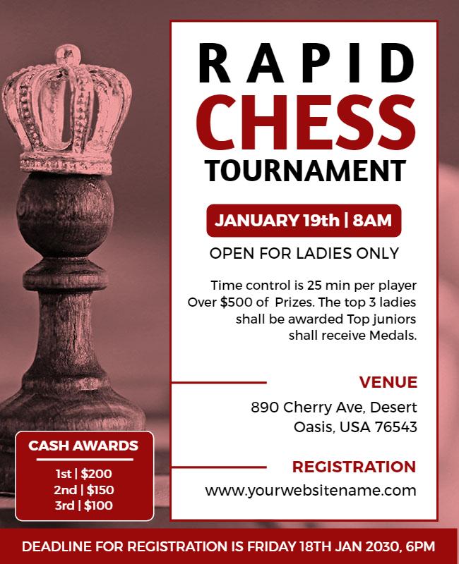 Ladies Rapid Chess Tournament Flyer Template