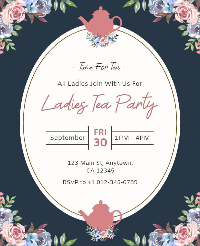 Ladies Tea Party Invitation Flyer Template