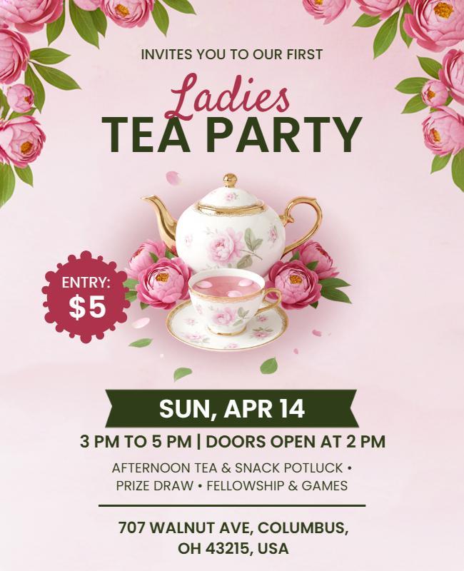 Ladies Tea Party Invitation Poster Template