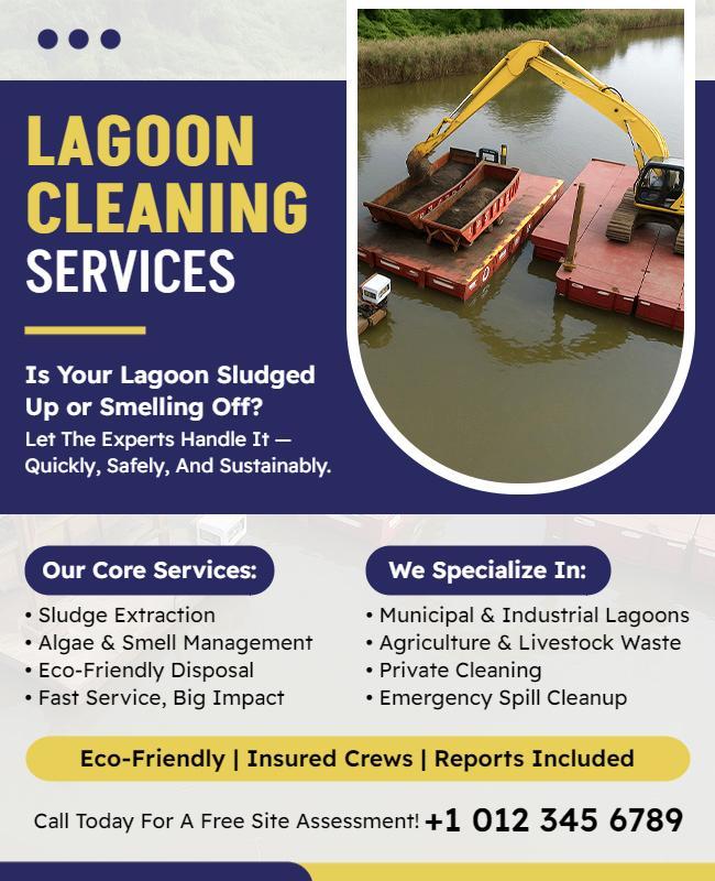 Lagoon Cleaning Service Promotion Flyer Template