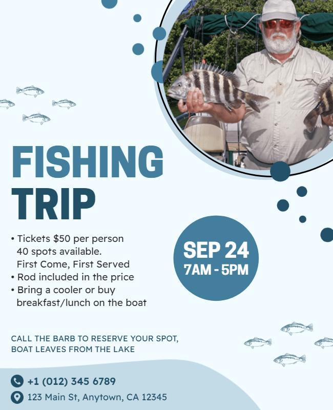 Lake Fishing Excursion Promotional Flyer Template