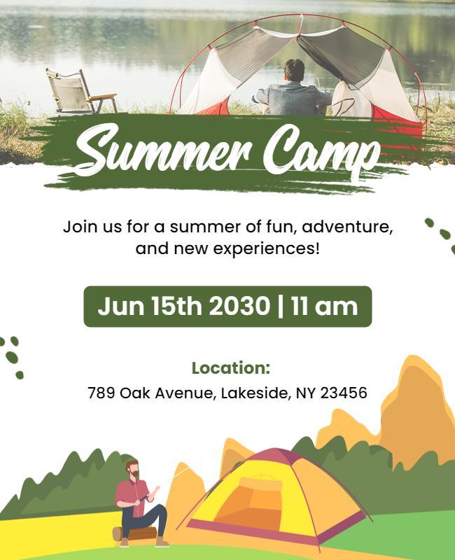 Lakeside Summer Camp Adventure Flyer Template