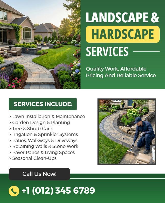 Landscape and Hardscape Services Promotional Poster Template