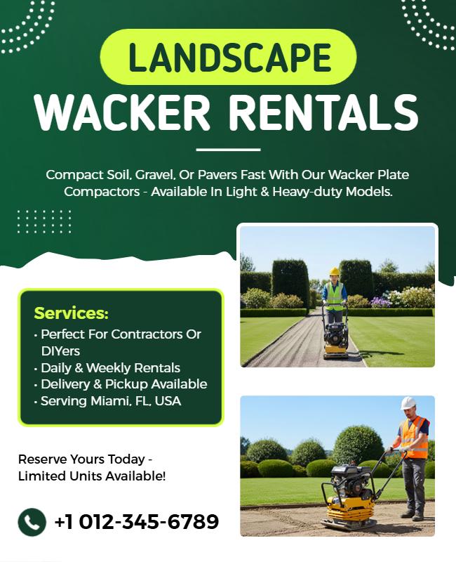 Landscape Equipment Rental Services Flyer Template