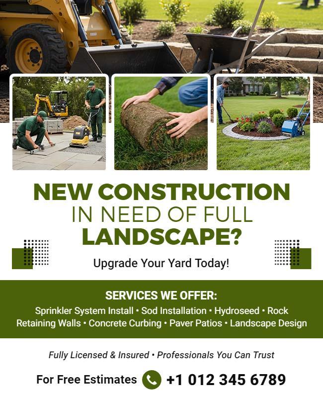Landscape Services for New Construction Flyer Template