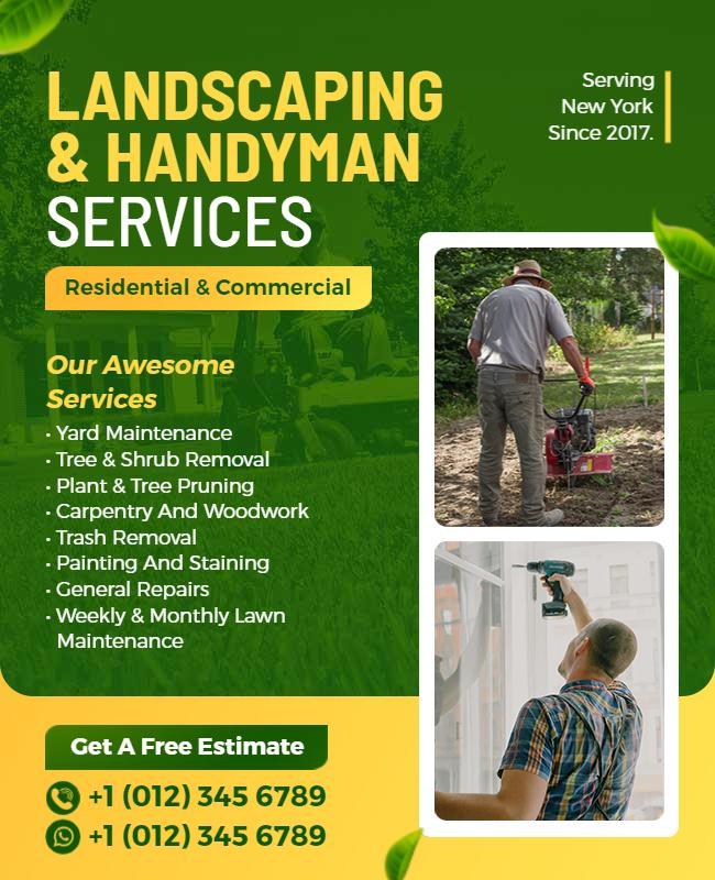 Landscaping and Handyman Services Flyer Template