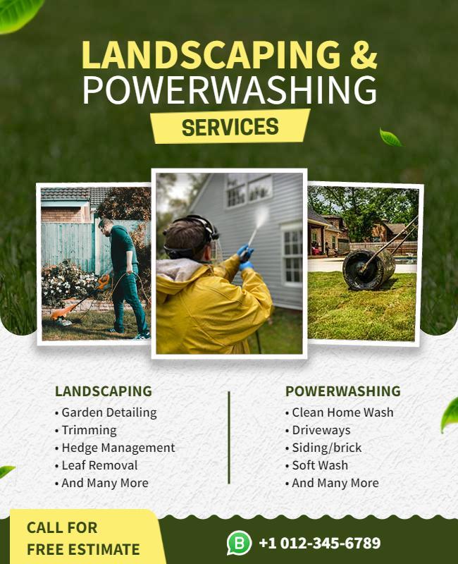 Landscaping and Powerwashing Services Flyer Template