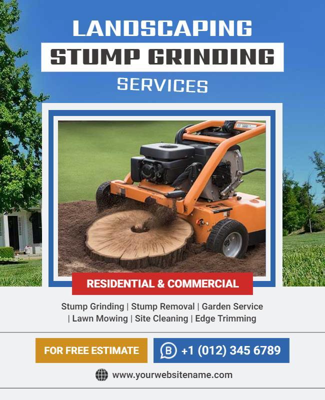 Landscaping and Stump Grinding Services Flyer Template