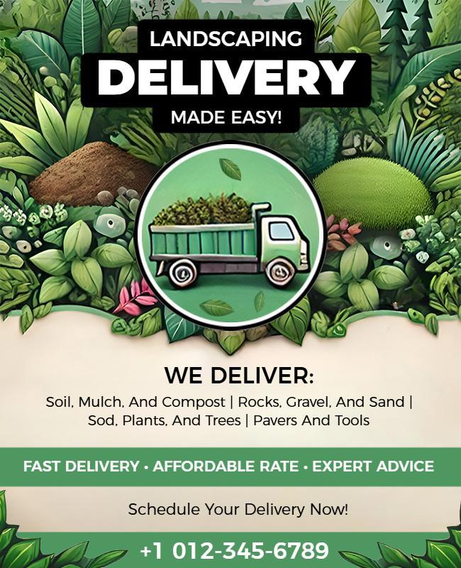 Landscaping Delivery Service Promotional Flyer Template