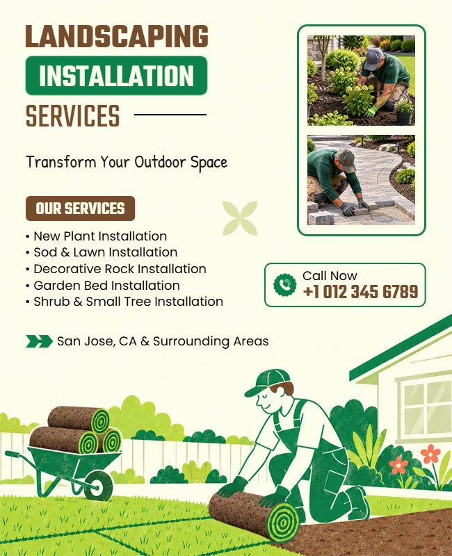 Landscaping Installation Services Promotional Flyer Template