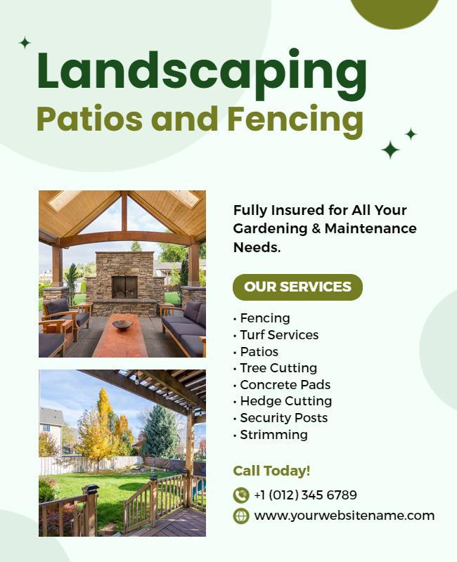 Landscaping Patios and Fencing Services Flyer Template