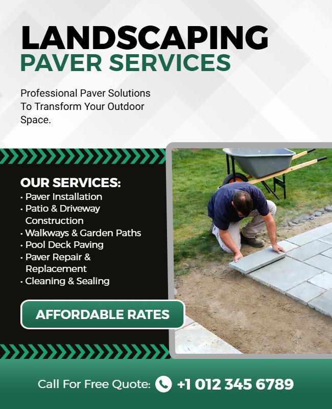 Landscaping Paver Services Advertisement Poster Template