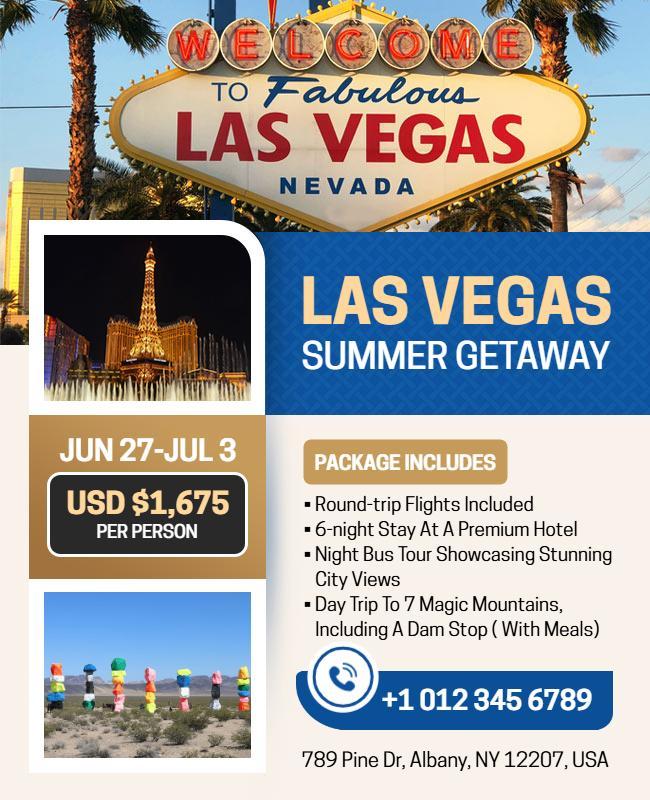 Las Vegas Summer Getaway Travel Flyers Template