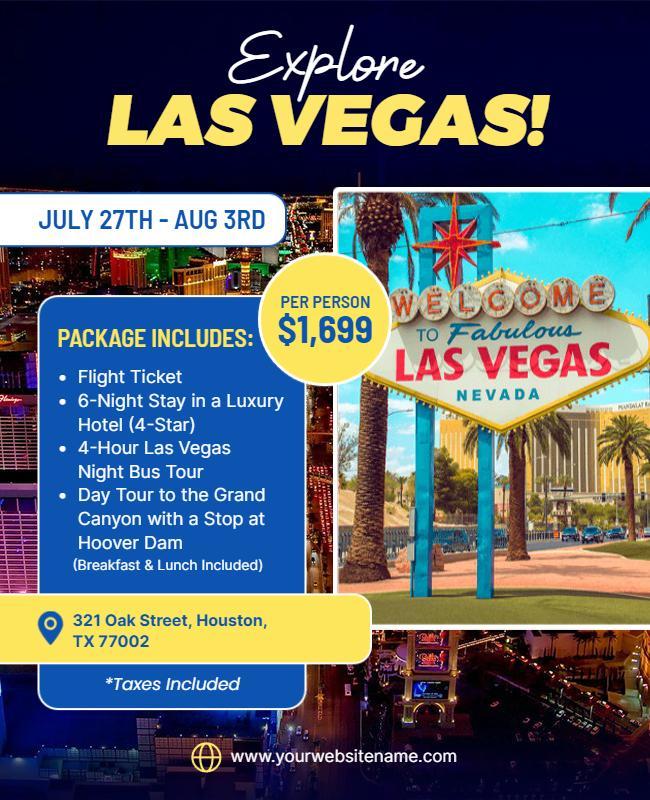 Las Vegas Travel Package Promotional Flyer Template