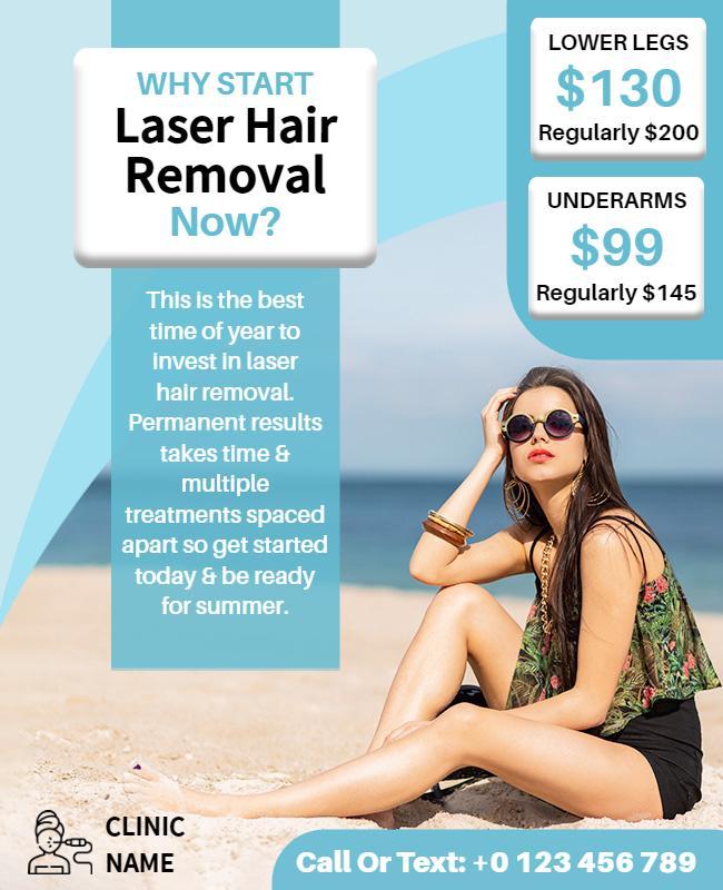 Laser Hair Removal Beach Promotion Flyer Template