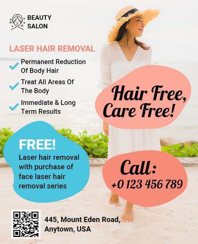 Bright Colorful Laser Hair Removal Beauty Salon Flyer Template