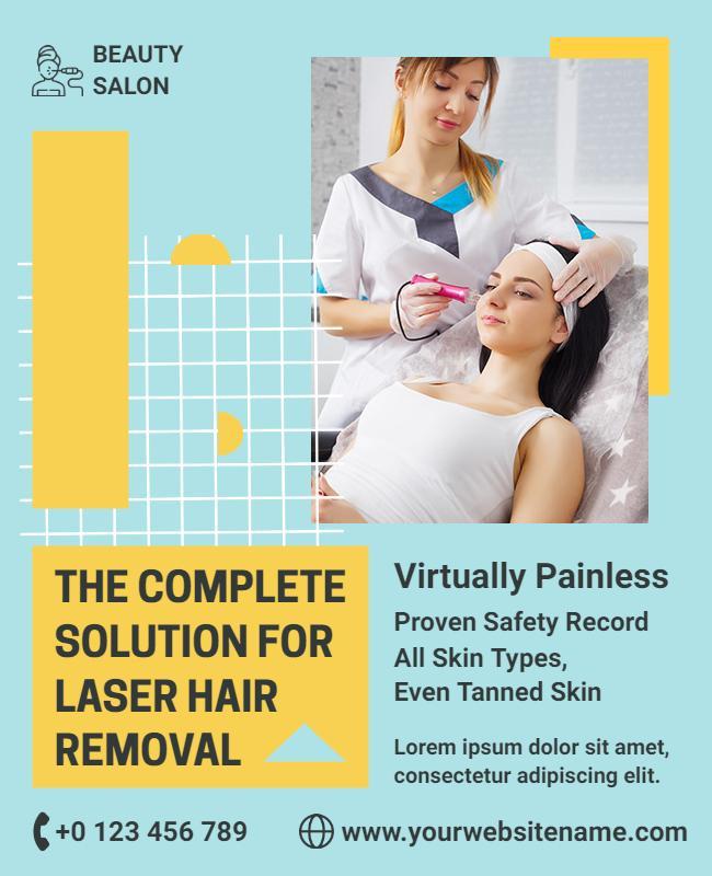 Light Blue Modern Beauty Salon Laser Hair Removal Flyer Template