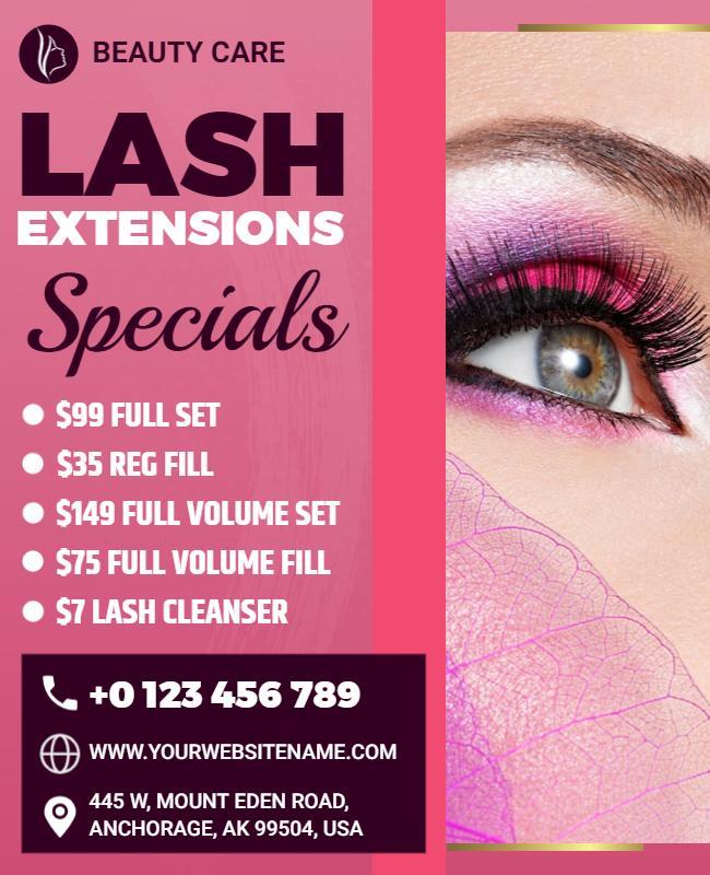 Lash Extensions Beauty Care Specials Flyer Template