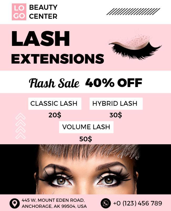 Lash Extensions Beauty Sale Flyer Template