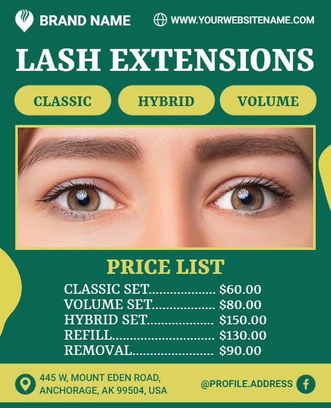 Lash Extensions Price List Flyer Template