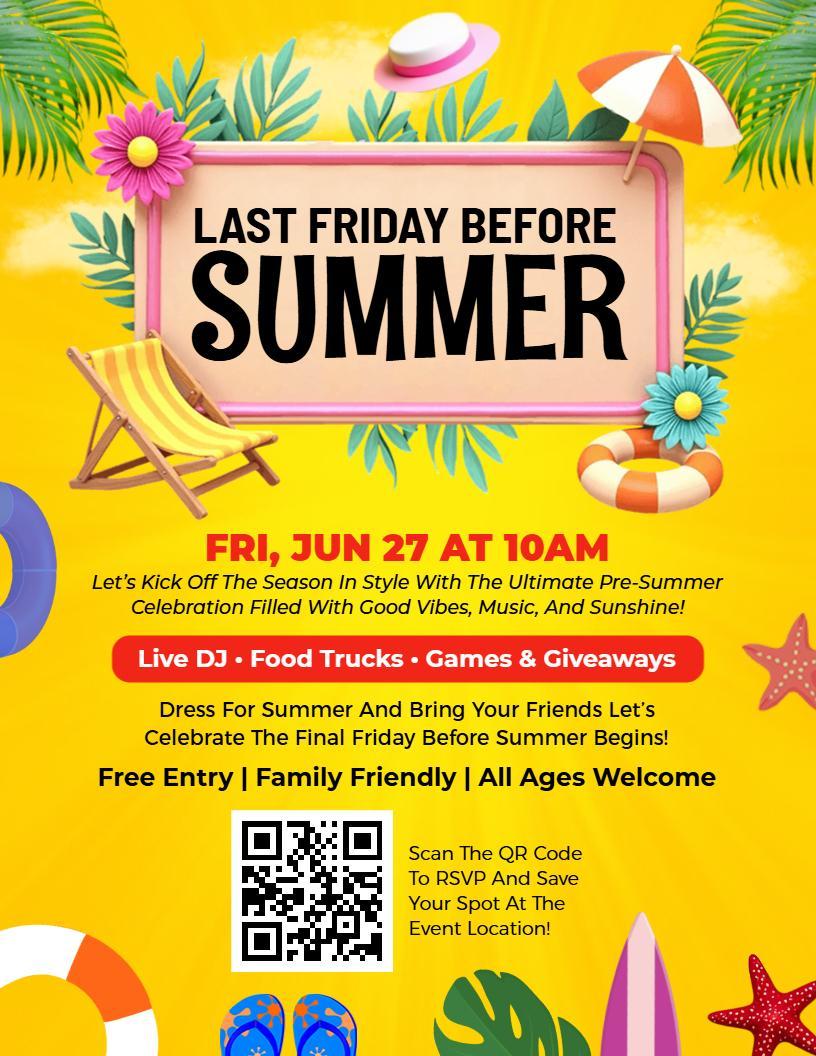 Last Friday Before Summer Celebration Event Flyer Template