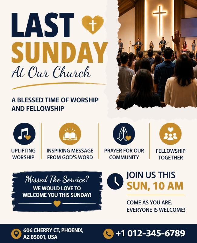 Last Sunday Church Worship Flyer Template