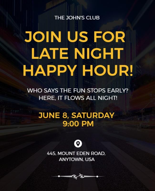 Late Night Happy Hour Event Flyer Template