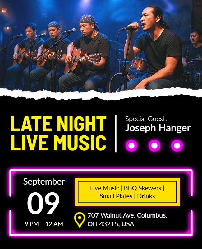 Late Night Live Music Event Flyer Template