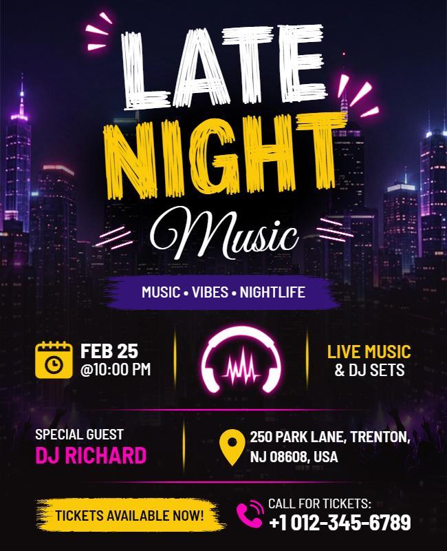 Late Night Music Event Flyer Template