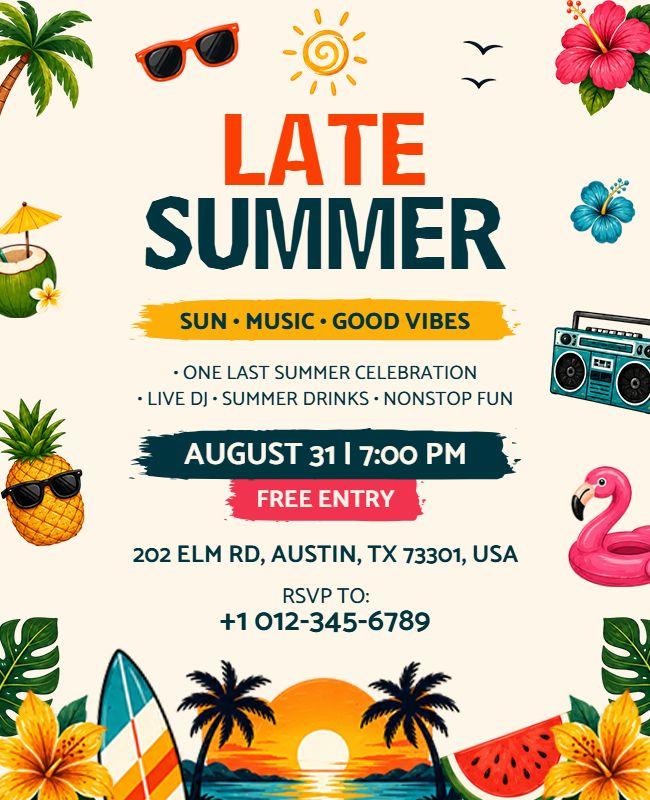 Late Summer Music and Fun Event Flyer Template