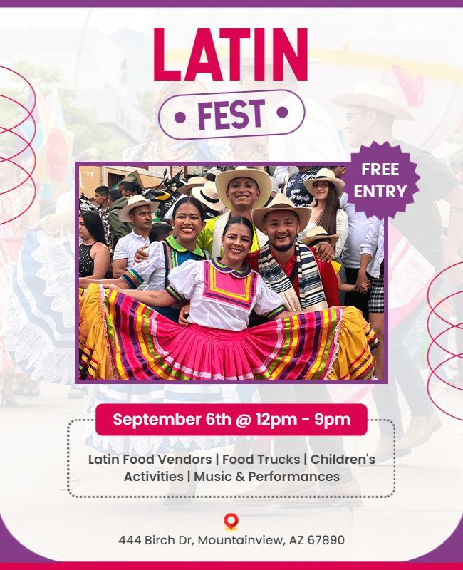 Latin Cultural Festival Celebration Flyer Template