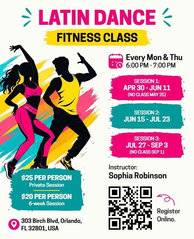 Latin Dance Fitness Class Flyer Template