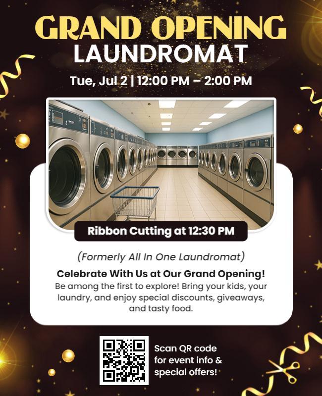 Laundromat Grand Opening Event Flyer Template