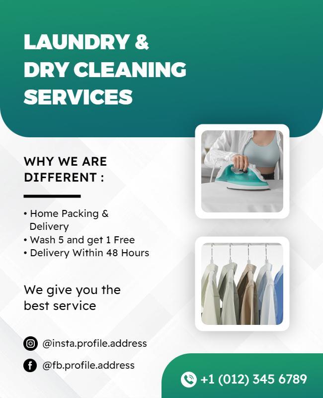 Laundry and Dry Cleaning Service Promotion Flyer Template