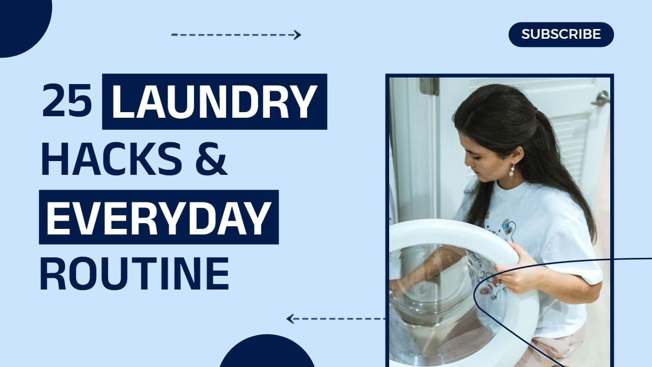 Laundry Hacks Everyday Routine Guide Trending YouTube Thumbnail Template