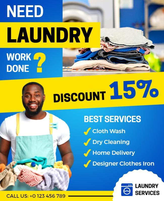 Laundry Service Discount Promotion Flyer Template