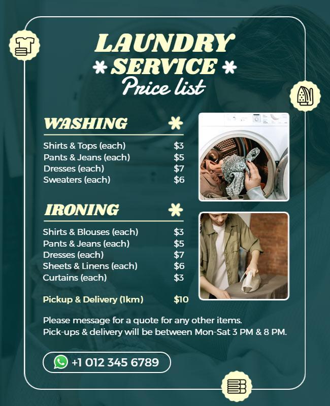 Laundry Service Price List Flyer Template