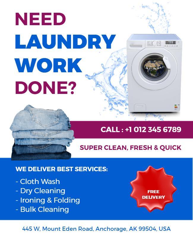 Laundry Service Promotion Flyer Template