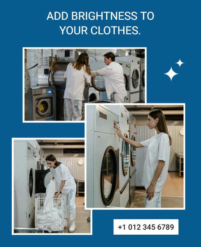 Bright Blue Laundry Service Promotion Flyer Template
