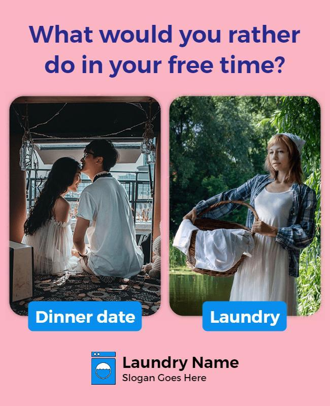 Playful Pink Laundry vs Dinner Date Choices Flyer Template