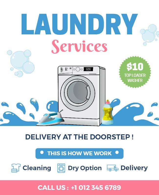 Laundry Services Delivery Advertisement Flyer Template