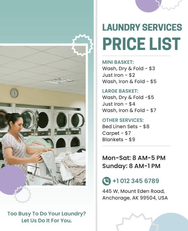 Laundry Services Price List Flyer Template