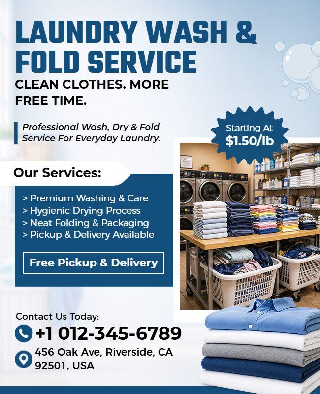 Laundry Wash and Fold Service Promotional Flyer Template