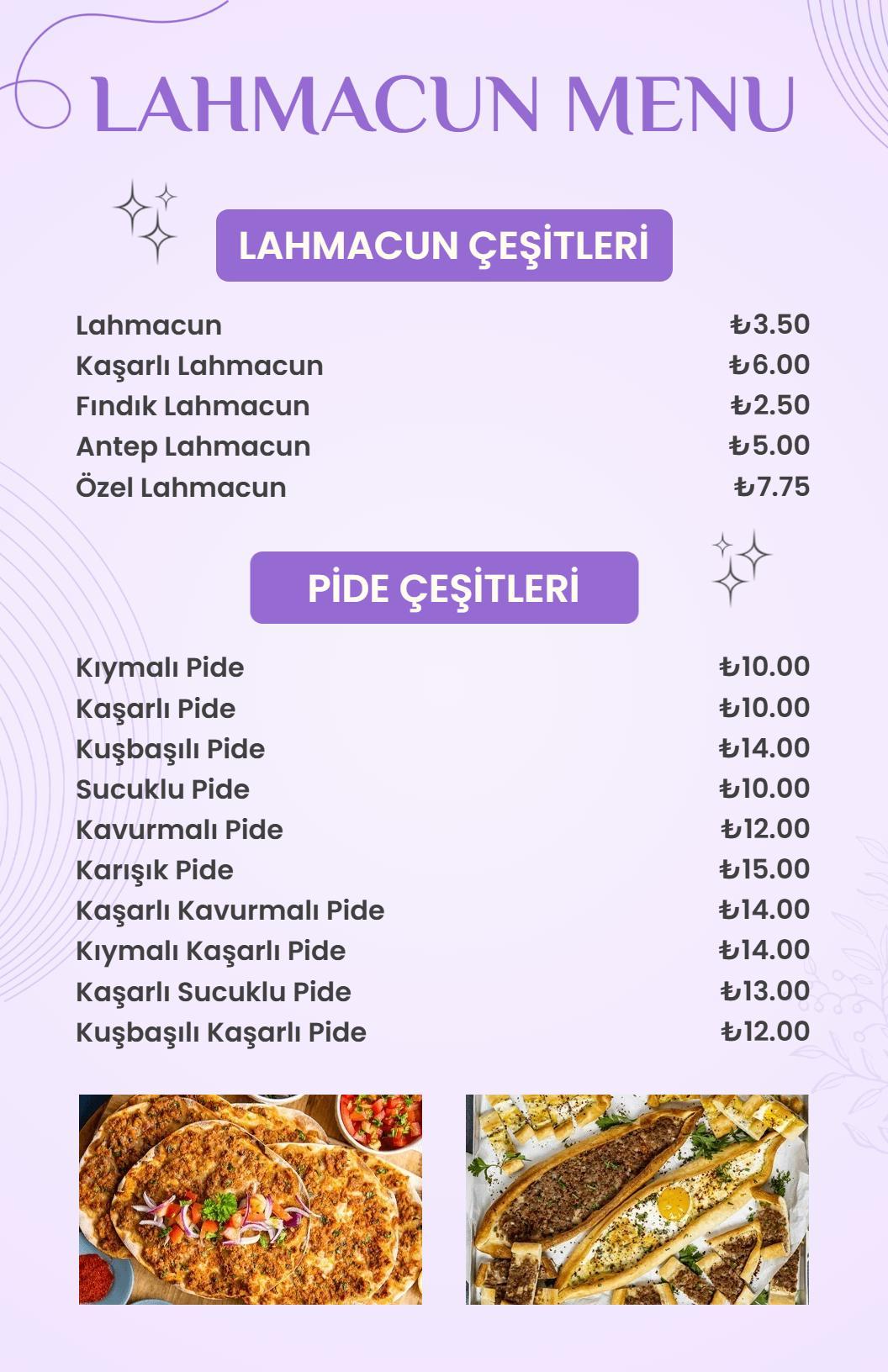 Lavanta Temalı Şık Lahmacun Ve Pide Özel Menü Şablonu
