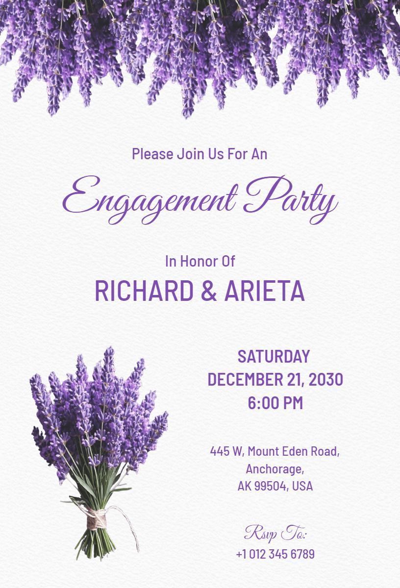 Lavender Floral Elegant Engagement Party Invitation Template